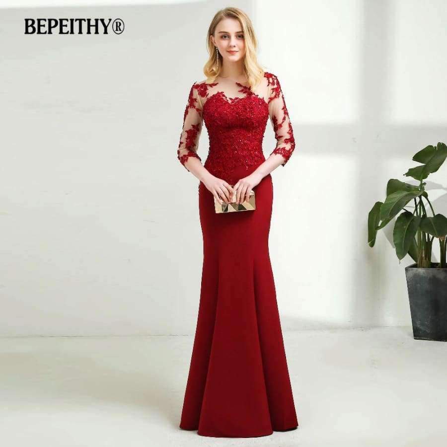 green emerald velvet dress Gorgeous Gold Lace Red Mermaid African Girls Prom Dress Fishtail Vesti –  Siaoryne main image 0