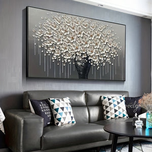 1pc, Frameless Abstract Golden Tree Flower Canvas Painting Posters, Minimalism Wall Art Picture, Modern Living Room Decoration No Frame