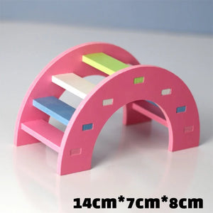 Pet Hamster Toys Wooden Rainbow Bridge Seesaw Swing Toys Small Animal Activity Climb Toy DIY Hamster Cage Accessories