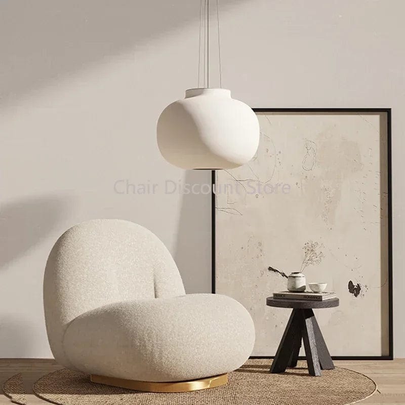 furniture Cute Modern Chairs Living Room Naughty Lambs Wool Wood Lounge Chair Lazy Sofa Swivel Cadeira Giratoria Living Room Decoration