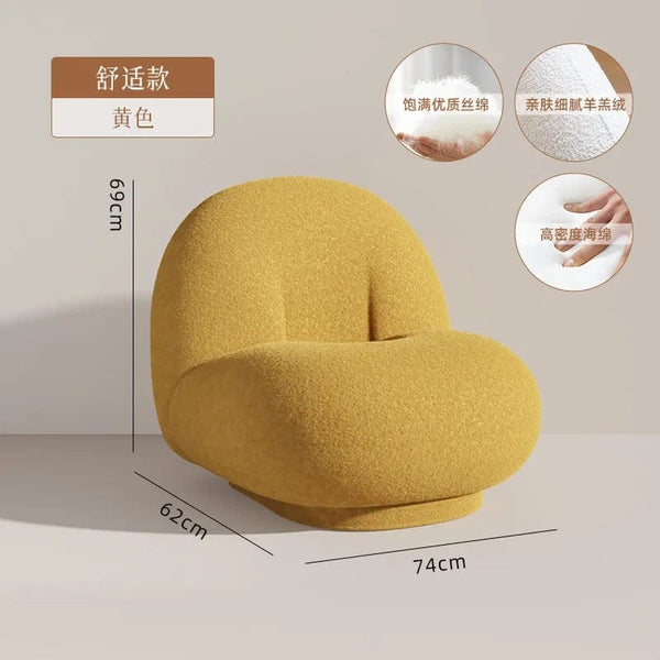 furniture Srtyle10 Cute Modern Chairs Living Room Naughty Lambs Wool Wood Lounge Chair Lazy Sofa Swivel Cadeira Giratoria Living Room Decoration