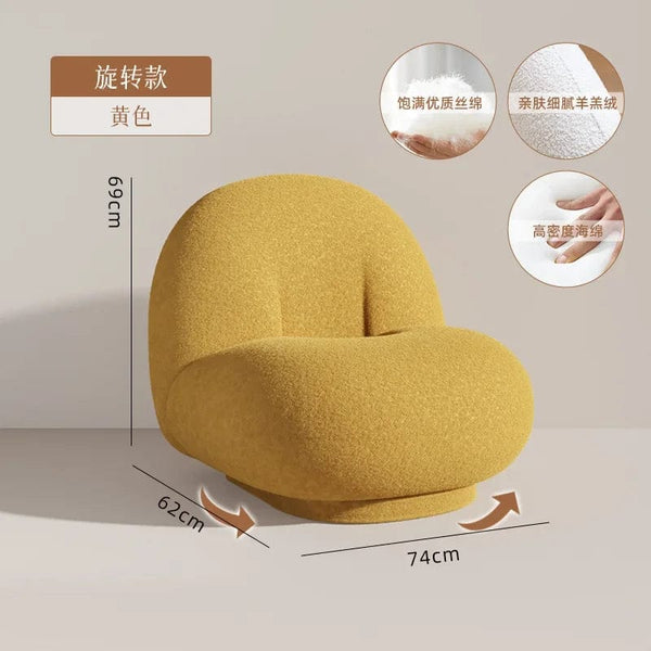 furniture Srtyle11 Cute Modern Chairs Living Room Naughty Lambs Wool Wood Lounge Chair Lazy Sofa Swivel Cadeira Giratoria Living Room Decoration