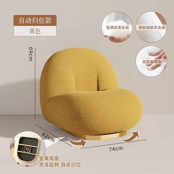 furniture Srtyle12 Cute Modern Chairs Living Room Naughty Lambs Wool Wood Lounge Chair Lazy Sofa Swivel Cadeira Giratoria Living Room Decoration