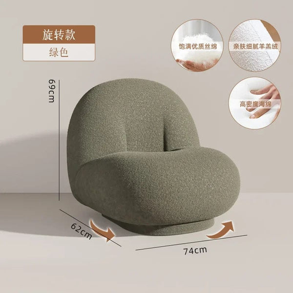 furniture Srtyle14 Cute Modern Chairs Living Room Naughty Lambs Wool Wood Lounge Chair Lazy Sofa Swivel Cadeira Giratoria Living Room Decoration