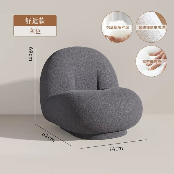 furniture Srtyle4 Cute Modern Chairs Living Room Naughty Lambs Wool Wood Lounge Chair Lazy Sofa Swivel Cadeira Giratoria Living Room Decoration