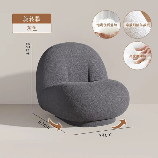 furniture Srtyle5 Cute Modern Chairs Living Room Naughty Lambs Wool Wood Lounge Chair Lazy Sofa Swivel Cadeira Giratoria Living Room Decoration