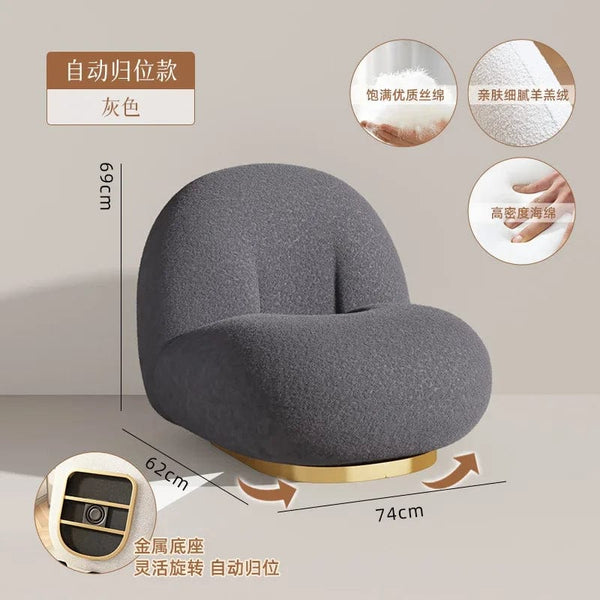 furniture Srtyle6 Cute Modern Chairs Living Room Naughty Lambs Wool Wood Lounge Chair Lazy Sofa Swivel Cadeira Giratoria Living Room Decoration