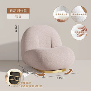 furniture Srtyle9 Cute Modern Chairs Living Room Naughty Lambs Wool Wood Lounge Chair Lazy Sofa Swivel Cadeira Giratoria Living Room Decoration
