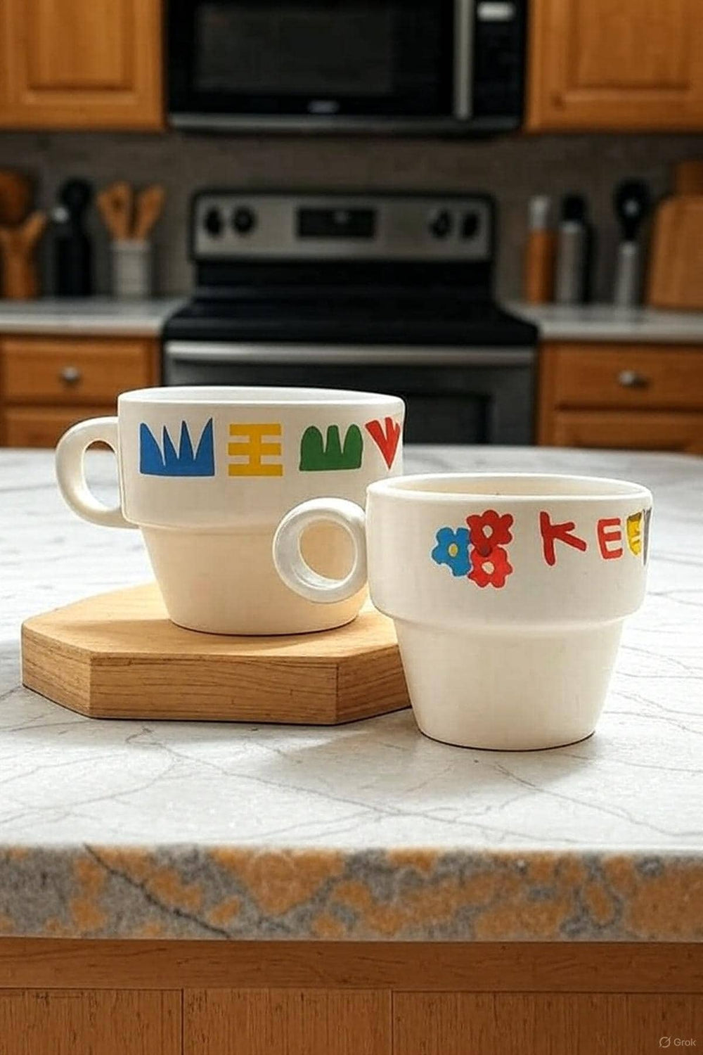 Ochre Juniper Mugs Handmade Ceramic Espresso Cups Set for Turkish Coffee and Small Lattes