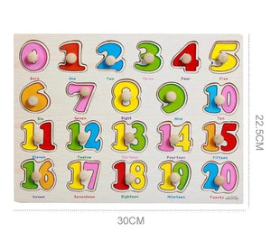 Planet Gates 0-20 number 3002 Baby Wooden Grab Board Number Letter Shape Recognition Puzzle Children Early Education Puzzle Toys Montessori Learning TMZ