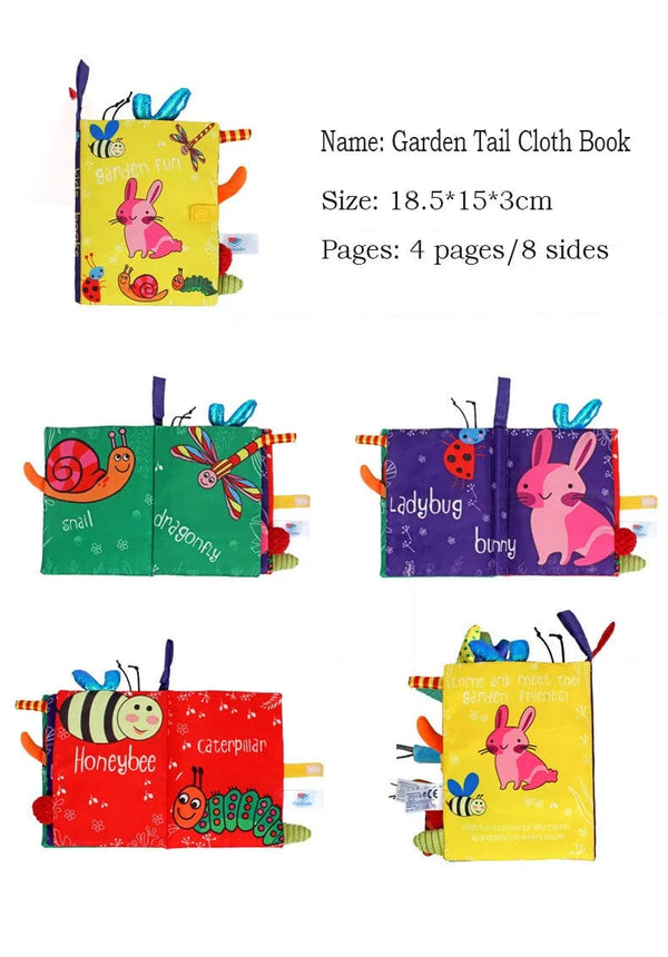 Planet Gates 0-36M Baby Early Learning Toy Tail Cloth Book Parent-child Interactive Sound Paper Puzzle Cloth Book Rattle