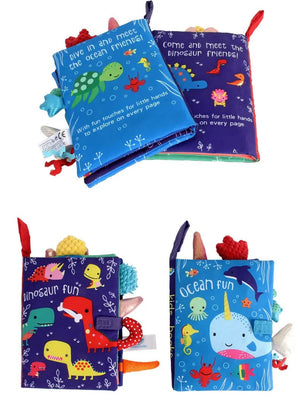 Planet Gates 0-36M Baby Early Learning Toy Tail Cloth Book Parent-child Interactive Sound Paper Puzzle Cloth Book Rattle