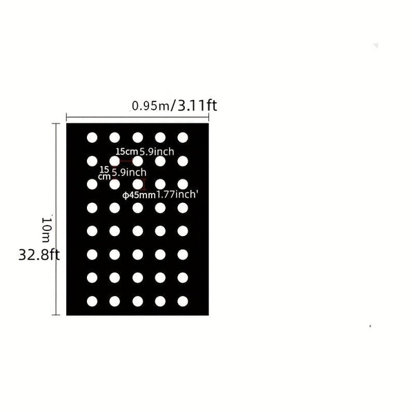 Planet Gates 0.95X10m 1 Pack, 10m Greenhouse Film 5Holes Vegetable Plants Grow PE Black Plastic Film Mulch Film Anti Grass