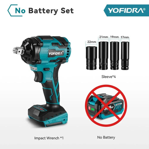 Planet Gates 0 Battery-Set B / brazil YOFIDRA 1000N.m Brushless Electric Impact Wrench 1/2" Cordless Rechargeable Socket Screwdriver Power Tool For Makita 18V Battery