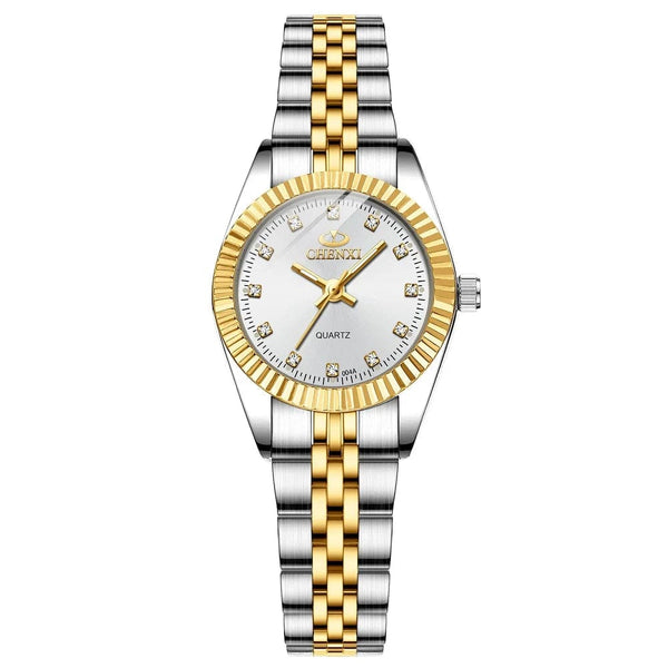 Planet Gates 004A Calendar Golden CHENXI Brand Top Luxury  Ladies Golden Watch for Women Clock Female Women's Dress Rhinestone Quartz Waterproof Wristwatches
