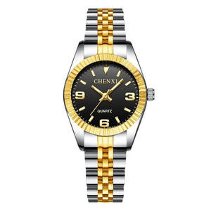 Planet Gates 004A Calendar Golden CHENXI Brand Top Luxury  Ladies Golden Watch for Women Clock Female Women's Dress Rhinestone Quartz Waterproof Wristwatches