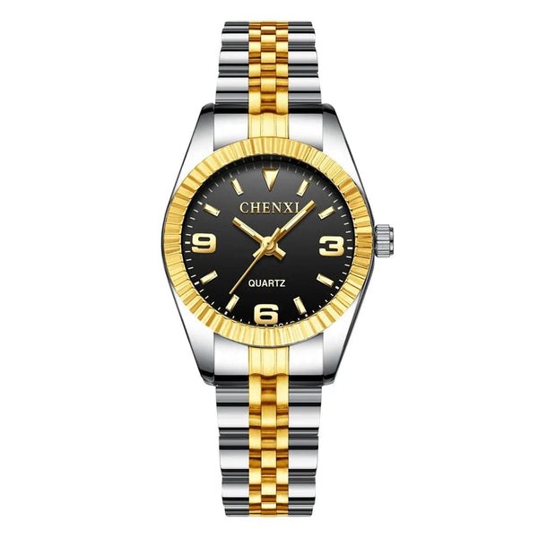 Planet Gates 004A Calendar Golden CHENXI Brand Top Luxury  Ladies Golden Watch for Women Clock Female Women's Dress Rhinestone Quartz Waterproof Wristwatches