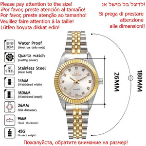 Planet Gates 004A Calendar Golden CHENXI Brand Top Luxury  Ladies Golden Watch for Women Clock Female Women's Dress Rhinestone Quartz Waterproof Wristwatches