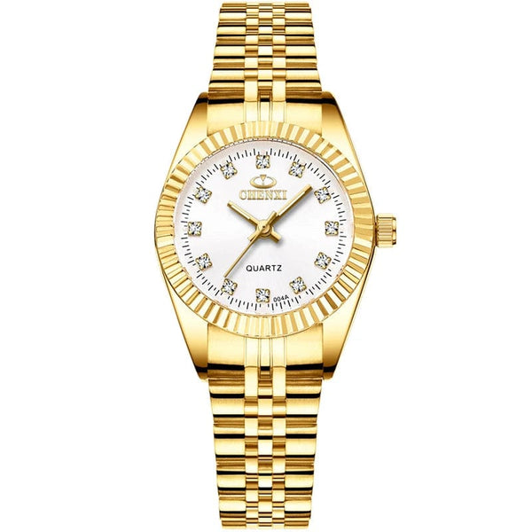 Planet Gates 004A Calendar Golden CHENXI Brand Top Luxury  Ladies Golden Watch for Women Clock Female Women's Dress Rhinestone Quartz Waterproof Wristwatches