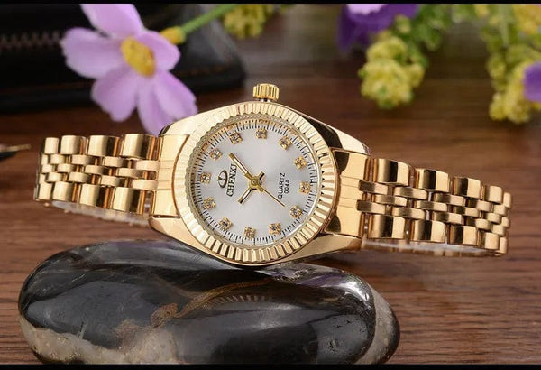 Planet Gates 004A Calendar Golden CHENXI Brand Top Luxury  Ladies Golden Watch for Women Clock Female Women's Dress Rhinestone Quartz Waterproof Wristwatches