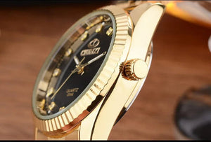 Planet Gates 004A Calendar Golden CHENXI Brand Top Luxury  Ladies Golden Watch for Women Clock Female Women's Dress Rhinestone Quartz Waterproof Wristwatches