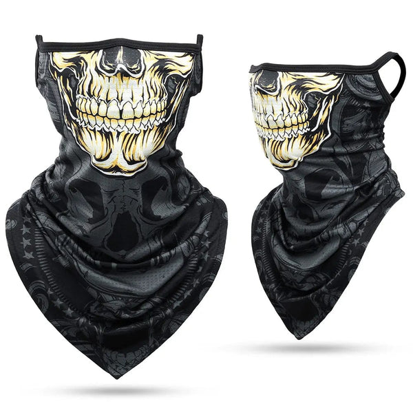 Planet Gates 01 3D Skull Summer Bandana Hanging Ear Triangle Scarf Cycling Hiking Hunting Fishing Sports Bicycle Face Mask Neck Gaiter Men Women