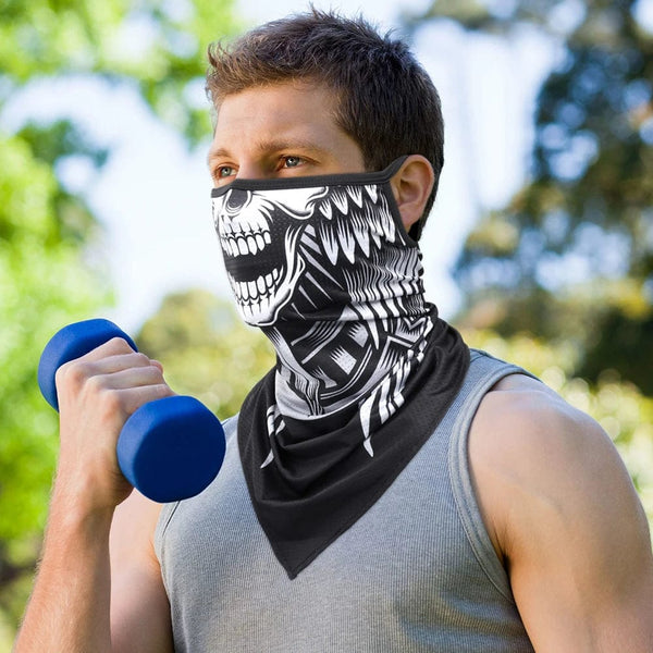 Planet Gates 01 3D Skull Summer Bandana Hanging Ear Triangle Scarf Cycling Hiking Hunting Fishing Sports Bicycle Face Mask Neck Gaiter Men Women