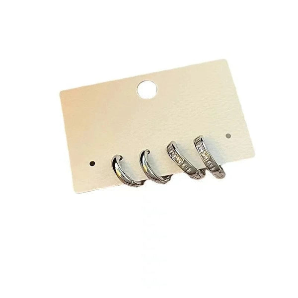 Planet Gates 01 4Pcs/set Stainless Steel Aesthetic Zircon Crystal Hoop Earrings for Women Egirl New Y2K Cool Daily Wear Jewelry Accessories