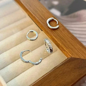 Planet Gates 01 4Pcs/set Stainless Steel Aesthetic Zircon Crystal Hoop Earrings for Women Egirl New Y2K Cool Daily Wear Jewelry Accessories