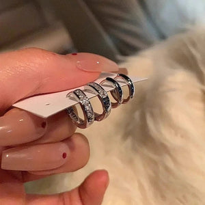 Planet Gates 01 4Pcs/set Stainless Steel Aesthetic Zircon Crystal Hoop Earrings for Women Egirl New Y2K Cool Daily Wear Jewelry Accessories