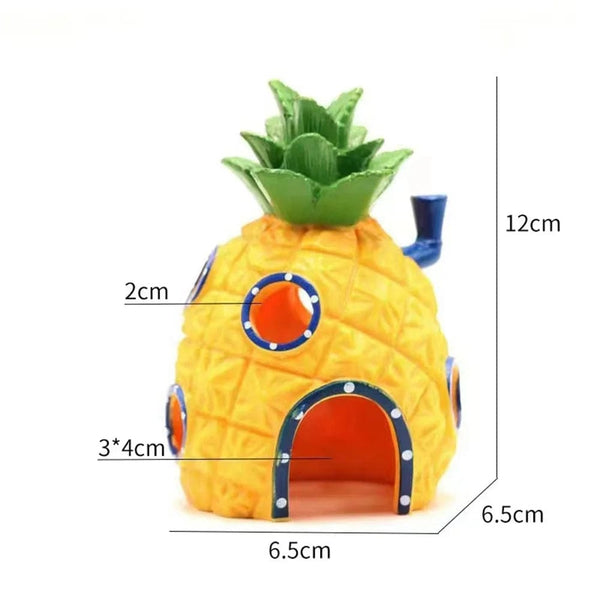Planet Gates 01 Cartoon Fish Tank Decor Figures Ornaments Simulation Pineapple House Resin Fish Tank Decoration Landscaping Aquarium Accessories