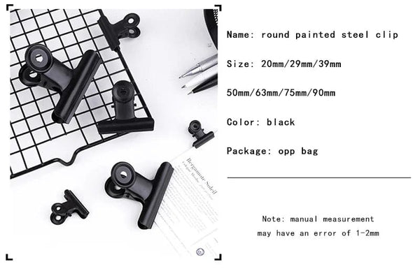Planet Gates 01 / CHINA 5PCS Metal Paper Clip 20 29 39 50 63 75 90mm Foldback Metal Binder Clips Black Grip Clamps Paper Document Office School Statione