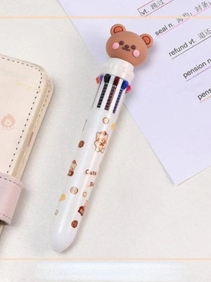 Planet Gates 01 / Multi-Colored 1 pc Kawaii Bear Cartoon Silicone 10 Colors Chunky Ballpoint Pen School Office Supply Gift Stationery Papelaria Escolar