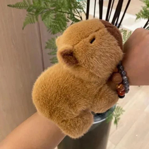 Planet Gates 01 New Lovely Kawaii Capybara Animal Slap Snap Wrap Wristband Bracelet Capybara Plush Hand Ring Wristband Kid Toys Birthday Present