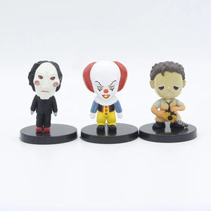 Planet Gates 01 / pack by bag 10pcs/set Horror Movie Characters V for Vendetta Chucky Freddy Jason Scary Saw PVC Action Figures Toys