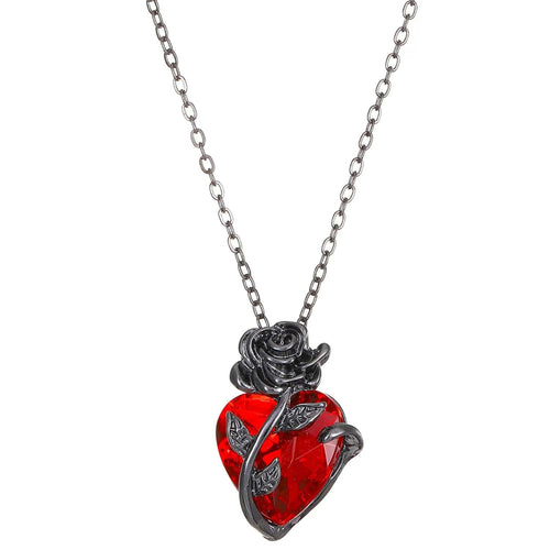 Planet Gates 01 Red Gothic Rose Red Love Necklace Women's Y2K Grunge Jewelry Dainty Silver Color Tonebloody Human Heart Pendant Personalized Gifts