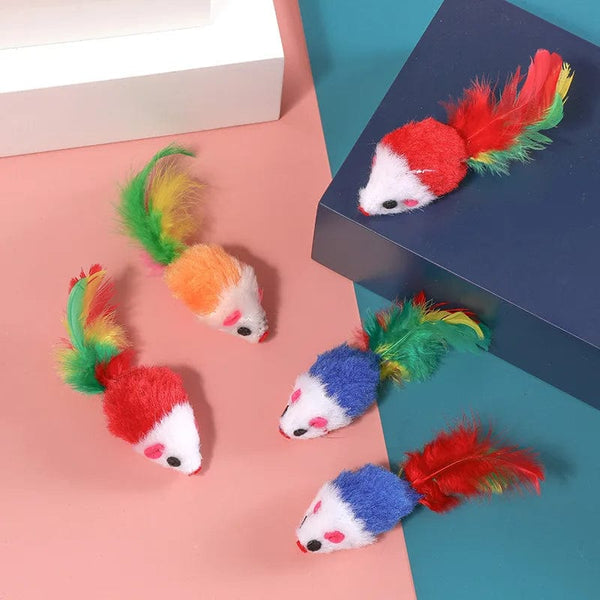 Planet Gates 02 / 5 pc Color Random 5Pcs Plush Catmint Simulation Mouse Interactive Cat Pet Catnip Teasing Interactive Toy For Kitten Gifts Supplies By Random Color
