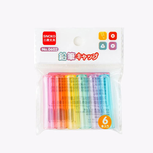 Planet Gates 02 6Pcs/Set Transparent Plastic Pencil Cap Simple Colorful Pencil Extender Cute Pencil Protection Cap School Office Supplies NEW
