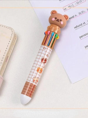 Planet Gates 02 / Multi-Colored 1 pc Kawaii Bear Cartoon Silicone 10 Colors Chunky Ballpoint Pen School Office Supply Gift Stationery Papelaria Escolar