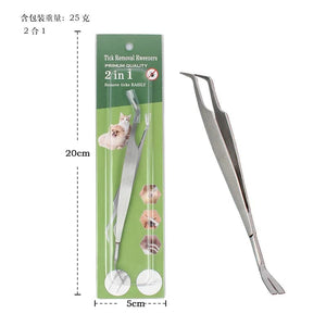 Planet Gates 02 Quality Stainless Steel Pet Flea Remover Tool Scratching Hook Tweezers Clips Set Cat Dog Tick Removal Tool Pet Grooming Supplies