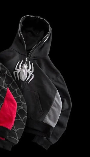 Planet Gates 03 / M American Spider 3D Foaming Embroidery Zipper Hoodie Y2K Retro Gothic Harajuku Women Zip Up Jacket Hoodies Sweatshirt Men Clothes