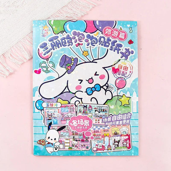 Planet Gates 04 New Creative Sanrio Kuromi My Melody Bubble Sticker Book Kawaii Quiet Book 3D Bubble Scene Sticker Book Girls Handmade Gift Toys