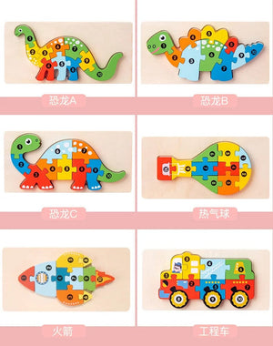 Planet Gates 05 Montessori Wooden Toddler Puzzles for Kids Montessori Toys for Toddlers 2 3 4 5 Years Old Top 3D Puzzle Educational Dinosaur Toy