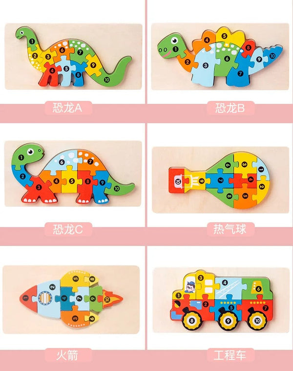 Planet Gates 05 Montessori Wooden Toddler Puzzles for Kids Montessori Toys for Toddlers 2 3 4 5 Years Old Top 3D Puzzle Educational Dinosaur Toy