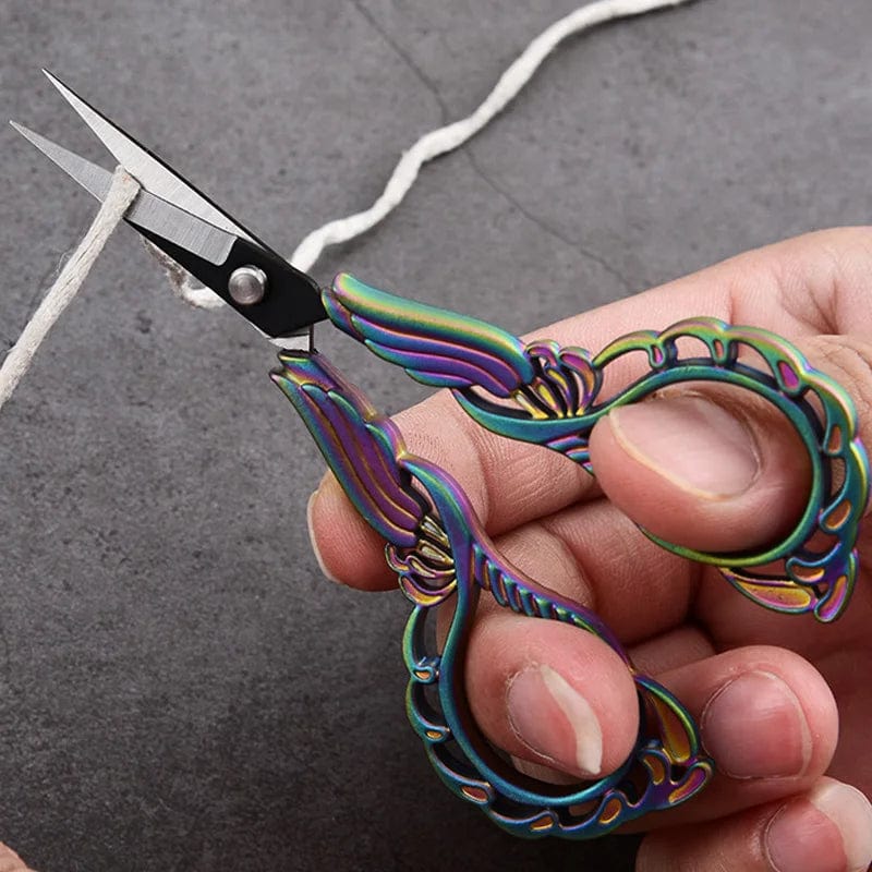 Planet Gates 05 Vintage Stainless Steel Scissors DIY Fabric Shears Tailor Scissors Craft Stainless Steel Plum Blossom Pattern Shear Sewing Tool