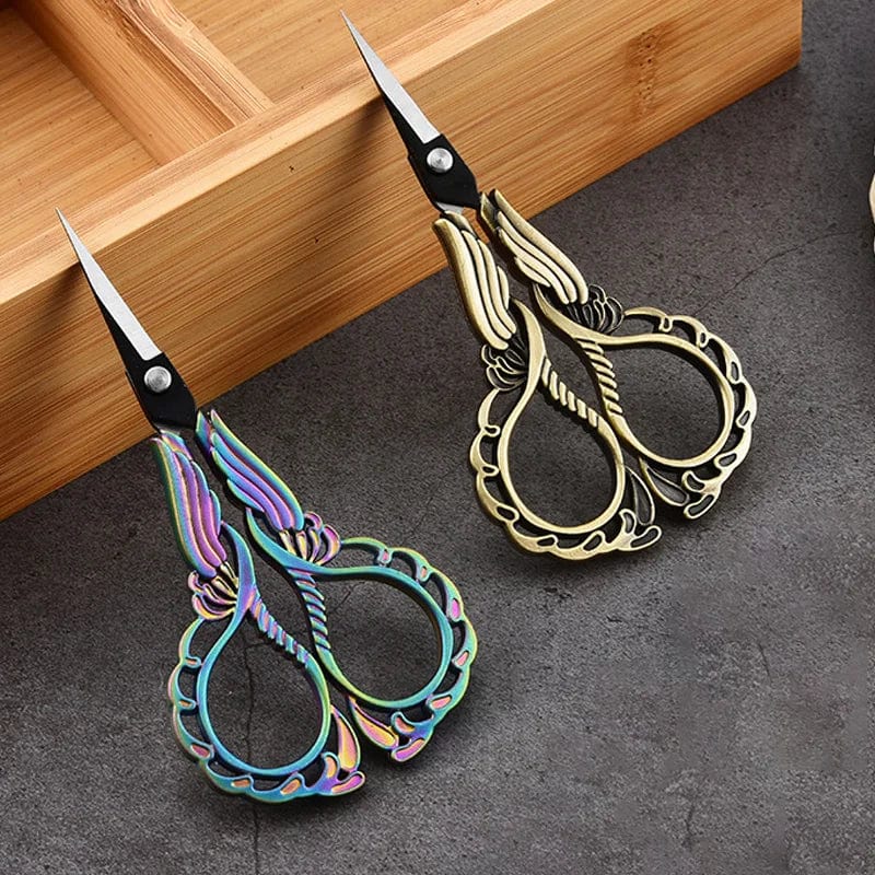 Planet Gates 05 Vintage Stainless Steel Scissors DIY Fabric Shears Tailor Scissors Craft Stainless Steel Plum Blossom Pattern Shear Sewing Tool