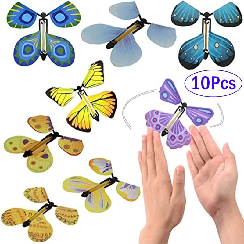 Planet Gates 1-10Pcs Magic Wind Up Flying Butterfly in The Book Rubber Band Powered Magic Fairy Flying Toy Great Surpris Gift Party Favor