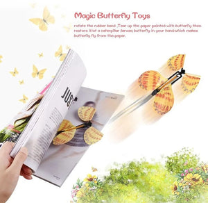 Planet Gates 1-10Pcs Magic Wind Up Flying Butterfly in The Book Rubber Band Powered Magic Fairy Flying Toy Great Surpris Gift Party Favor