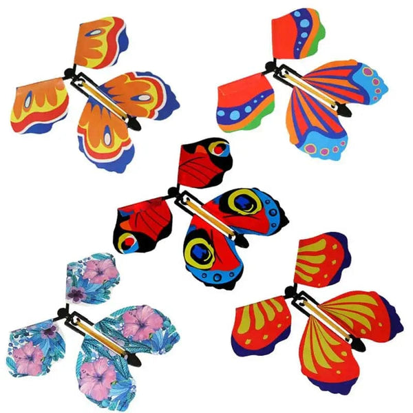 Planet Gates 1-10Pcs Magic Wind Up Flying Butterfly in The Book Rubber Band Powered Magic Fairy Flying Toy Great Surpris Gift Party Favor
