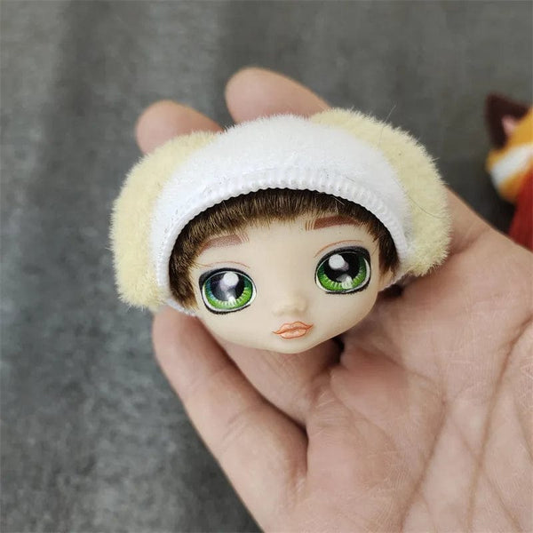 Planet Gates 1/12 Doll's Head Part with Cat Ear Hat Mini Lol Doll's Head Accessories Hat Can't Be Removed